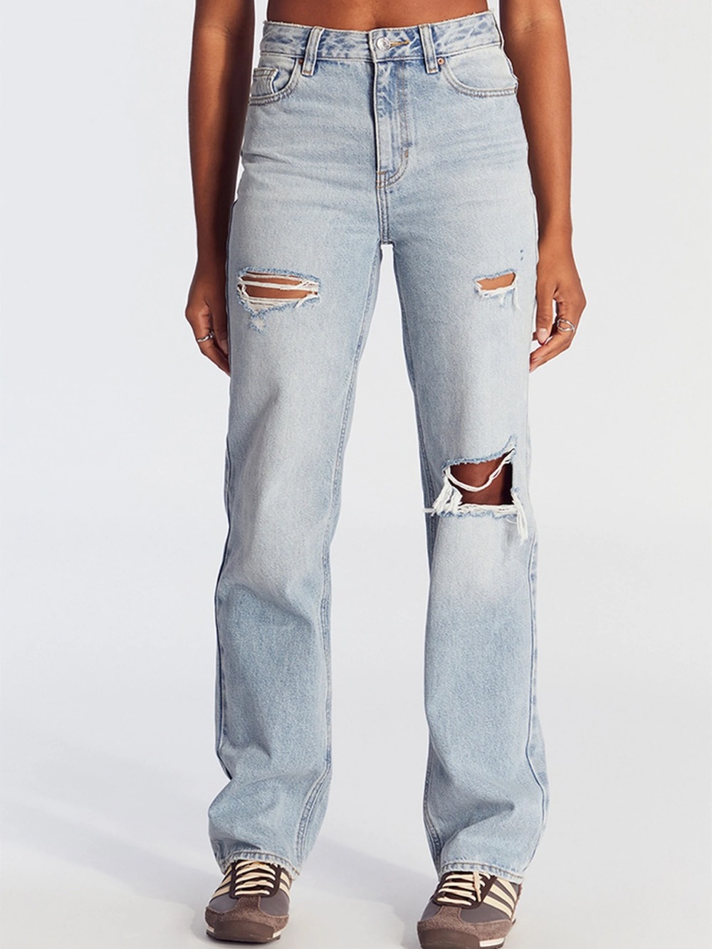 Pacsun '90s Boyfriend Jeans Ripped Light Indigo Sz 24 Boho Indie Sleaze Festival
